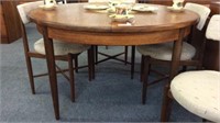 ROUND MID CENTURY DINING TABLE WITH POP-UP LEAF