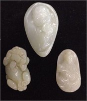 (3) CARVED JADE PENDANTS