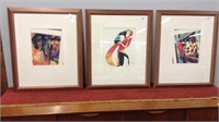 FRAMED AND MATTED MODERN ART PRINTS ( x3)