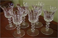 Six Waterford crystal white wine glasses