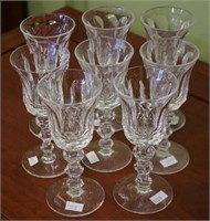 Eight Waterford crystal sherry glasses