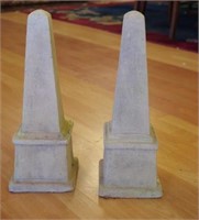 Pair of concrete garden obelisks