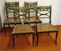 Set of 4 Regency gilded and painted side chairs