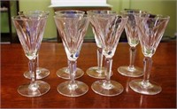 Eight Waterford sherry crystal glasses