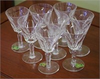 Eight  Waterford crystal sherry glasses