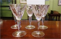 Five Waterford wine crystal glasses