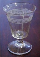 Georgian engraved Greek key pattern glass rummer