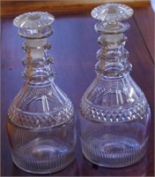 Pair of good Georgian cut crystal decanters
