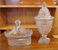 Georgian glass lidded urn and lidded basket