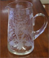 Extremely large Victorian etched glass jug