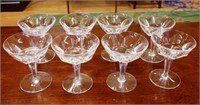Eight Waterford champagne crystal glasses