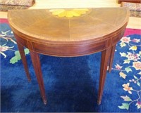 George III inlaid demilune card table