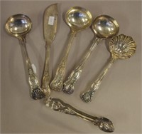 Four kings pattern silver plated ladles