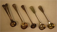Six Georgian & later salt spoons