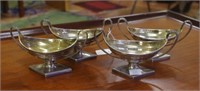 Four George lll sterling silver salts