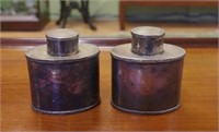 Pair of antique silver plated tea caddies