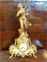 LARGE FRENCH BRONZE CLOCK W ONYX BASE