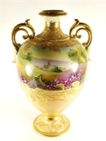 VINTAGE NIPPON GILT ENAMEL HAND PAINTED VASE