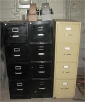 (3) metal 4 drawer filing cabinets and (2) office