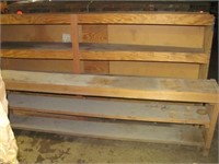 (2) handmade wood shelving units. Largest