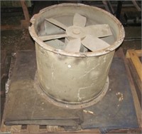 Large industrial fan insert with tarps.