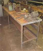 10ft W x 39" T x 28" D steel work bench. Note: