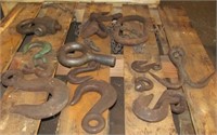 Lot of various sizes and styles of chain hooks,