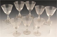 SET OF 8 CUT GLASS WINE GLASSES