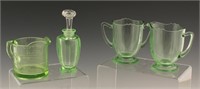 4 GREEN GLASS ITEMS