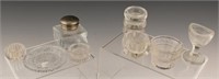 11 MIXED SMALL GLASS ITEMS--SALT CELLARS, INKWELL
