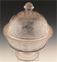 UNMARKED CLEAR GLASS LIDDED COMPOTE