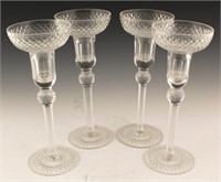 SET OF 4 TALL CUT GLASS CHAMPAGNE GLASSES