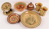 8 PIECES OF EARTHENWARE POTTERY