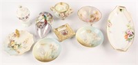 10 MIXED PORCELAIN HAND PAINTED ITEMS
