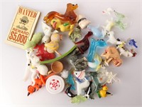 MIXED GLASS AND PLASTIC MINIATURE ANIMALS