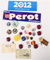 LARGE MIXED LOT OF POLITICAL PINS & RELATED ITEMS