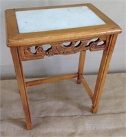 Antique Vintage Wood & Marble End Table