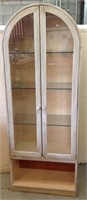 2 Piece Wood Display Cabinet Glass Shelves