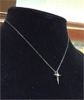 Sterling Silver Cross Pendant And Necklace