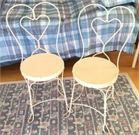 2 chaises antiques; fer et bois