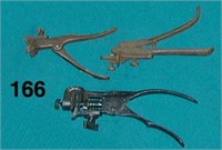 Three assorted lever-type saw sets
