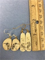 2 pairs of ivory earrings by Brian Sockpick, King