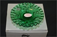 FENTON EMERALD GREEN FLUTED CANDLE PLATE