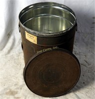 Vintage Large 16" Tall Round Lard Tin