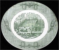 Green Colonial Grist Mill 9" Vintage Dinner Plate