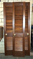 3 18" Louver Dark Stained Wood 78" Tall Doors