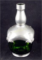 Vintage French Green Glass Pewter Glass Decanter
