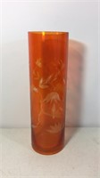Tall orange glass vase