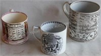 LOT OF 3 19TH C. MUGS, TO INC. LRG SILVER RESIST W