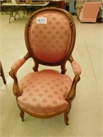 Pink satin damask, gentleman's chair, finger